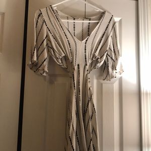 White and black bathing suit cover up